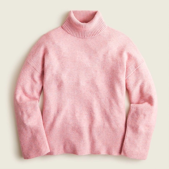 J. Crew Turtleneck Sweater Medium Pink Supersoft Yarn Long Sleeve Knit - Picture 10 of 10